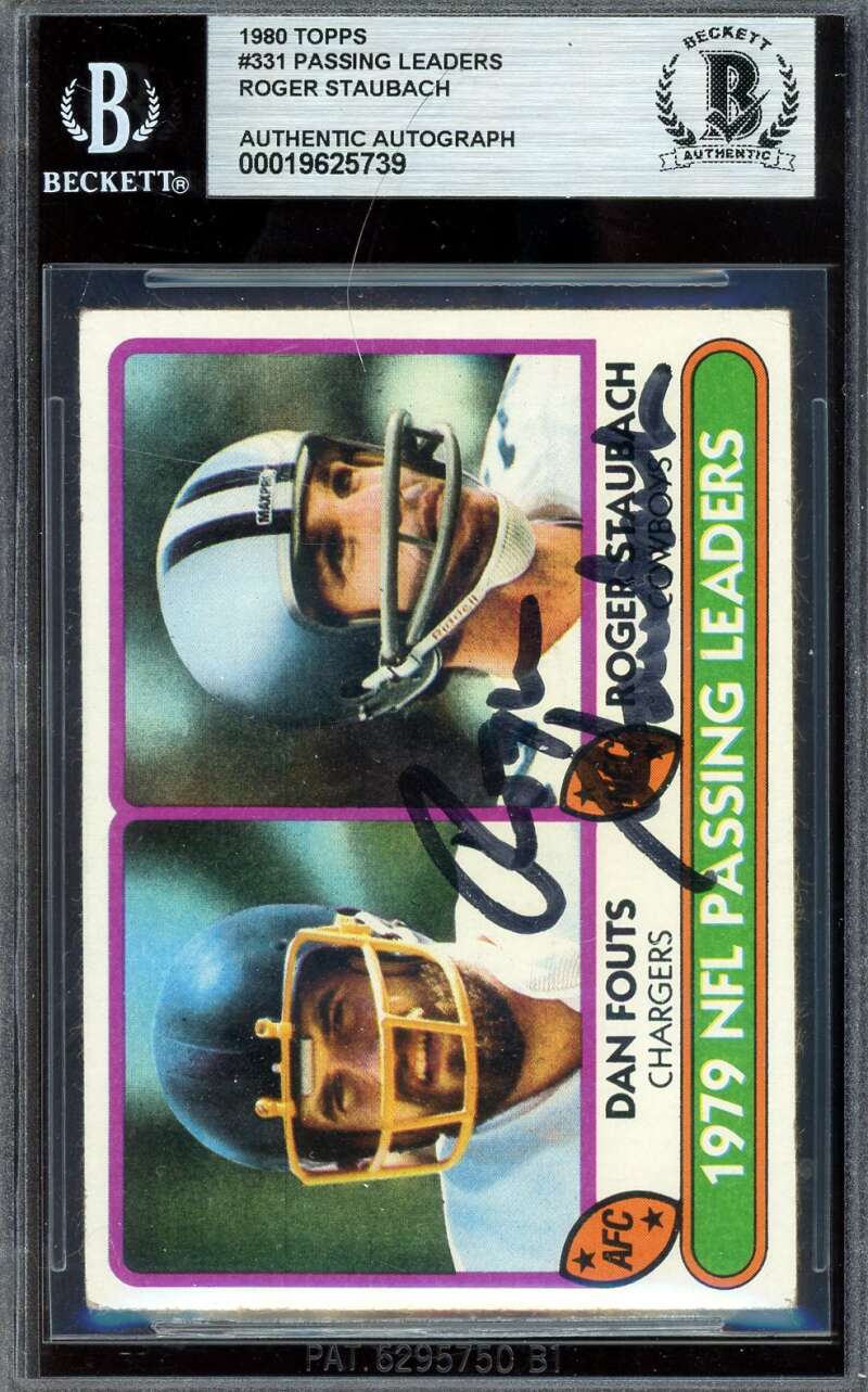 Roger Staubach Beckett BAS Signed 1980 Topps 1979 Leaders Autograph