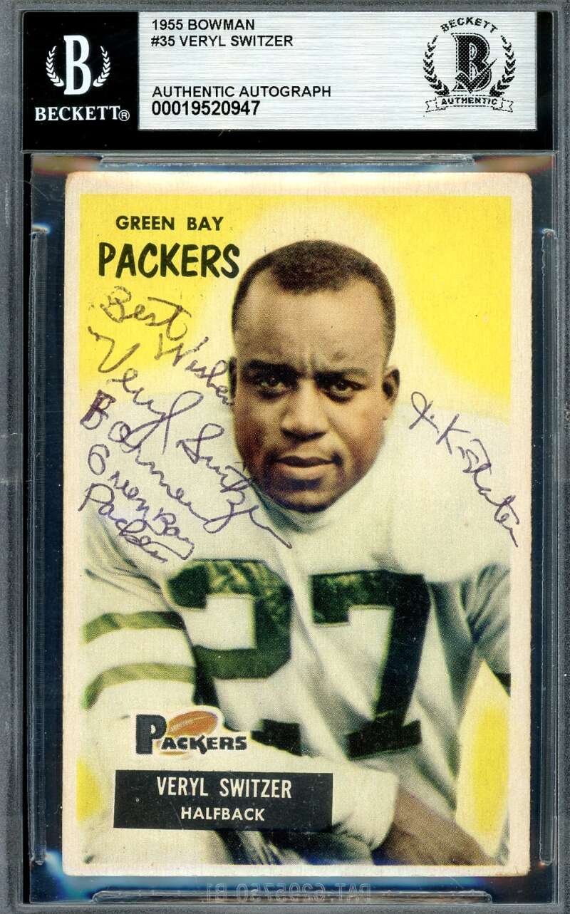 Veryl Switzer Beckett BAS Signed 1955 Bowman Autograph Packers