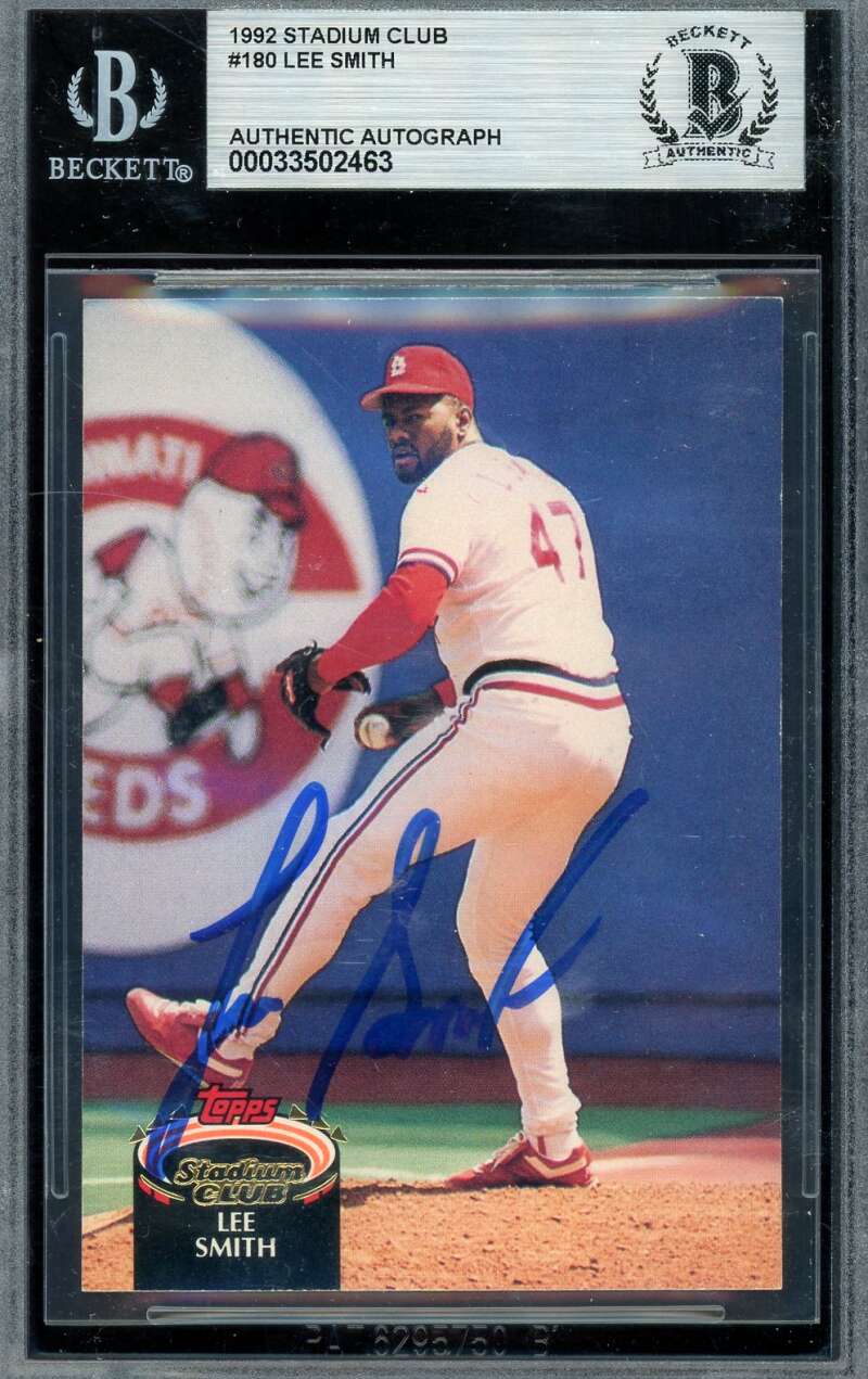 Lee Smith Beckett BAS Signed 1992 Topps Stadium Club Autograph