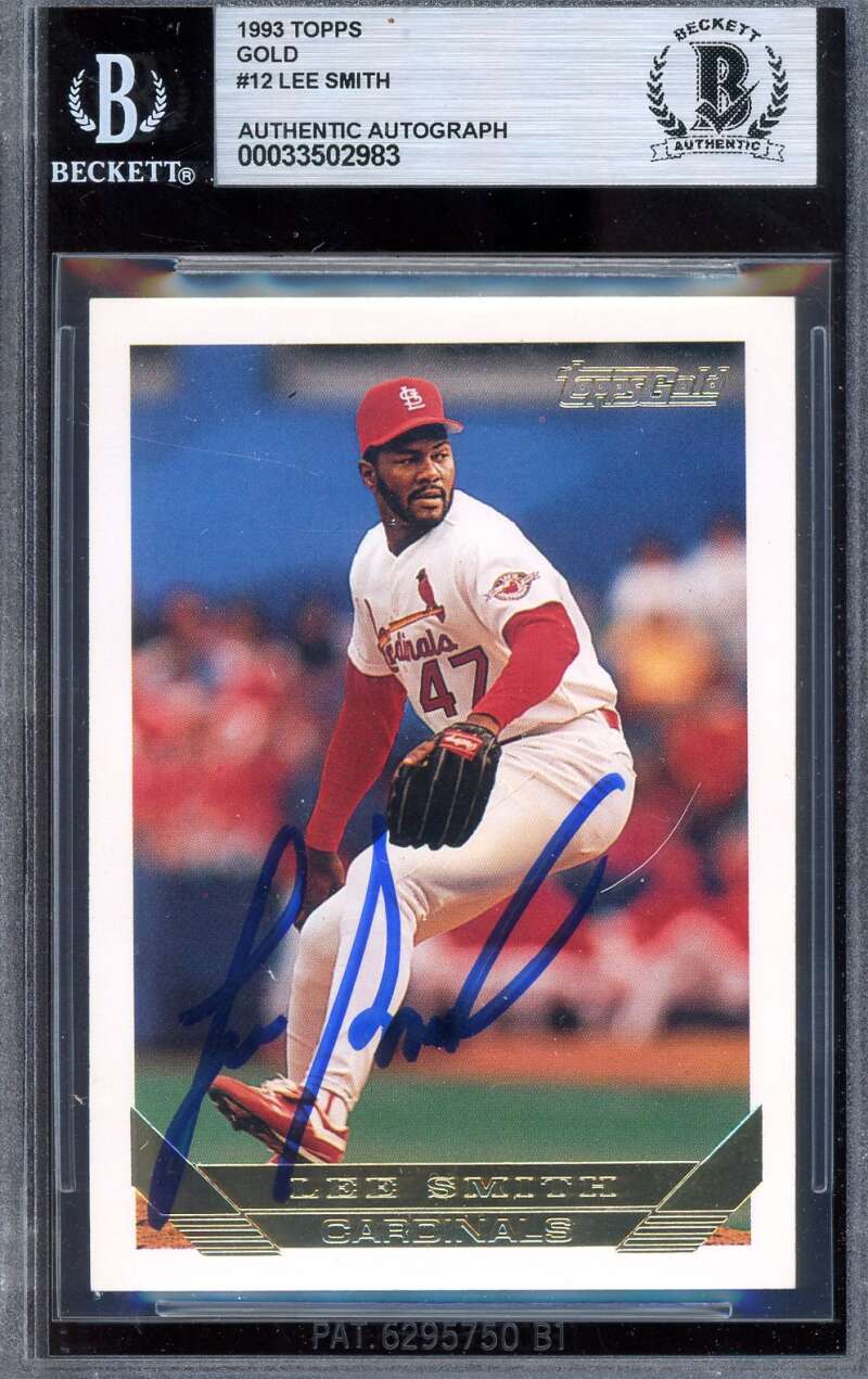Lee Smith Beckett BAS Signed 1993 Topps Gold Autograph