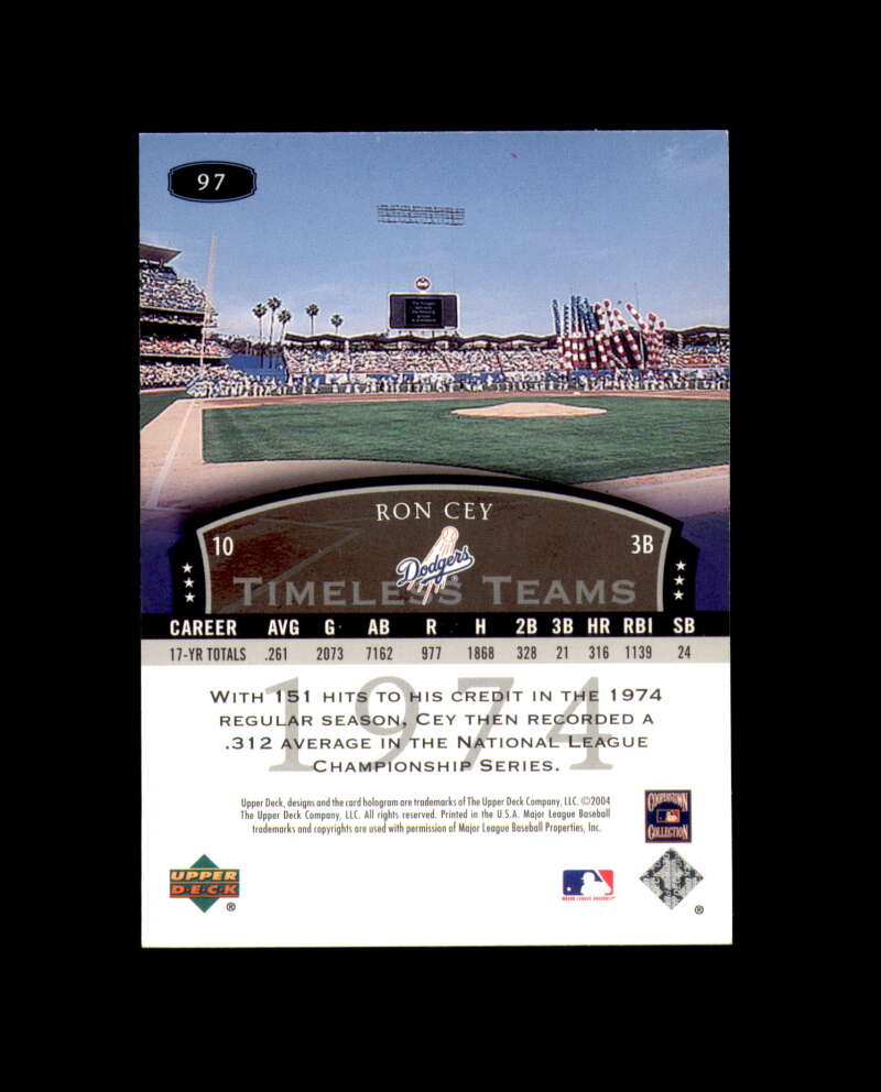 Ron Cey Signed 2004 Upper Deck Legends Los Angeles Dodgers Autograph