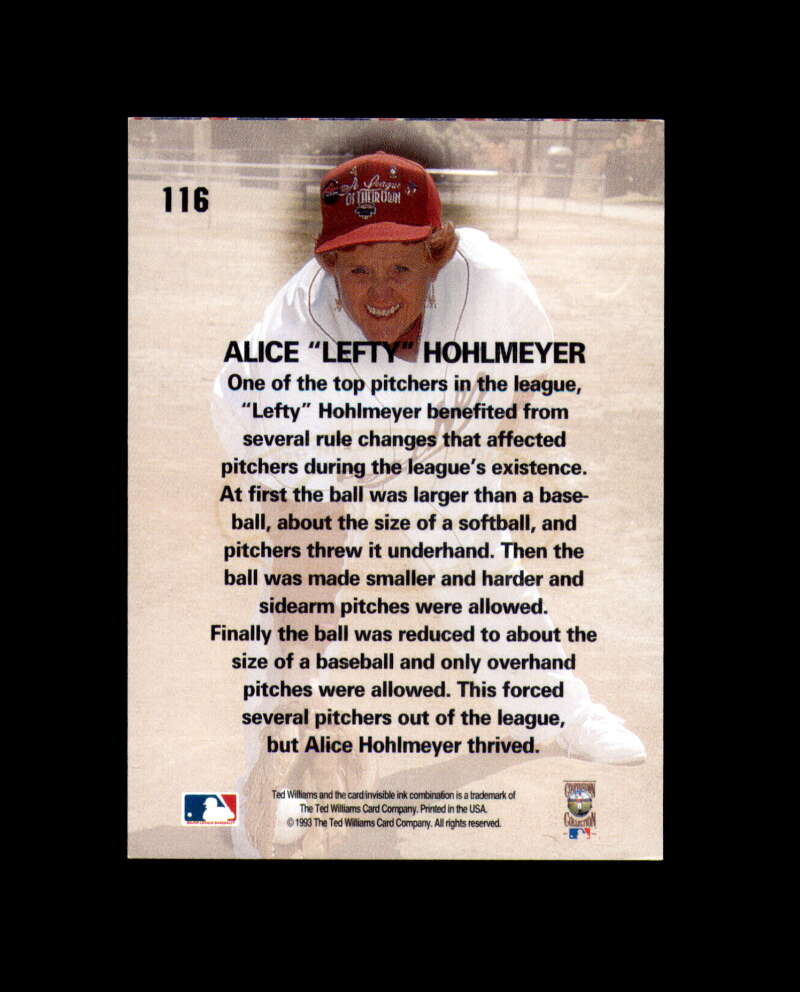 Alice Hohlmeyer Signed 1993 Ted Williams AAGPL Autograph