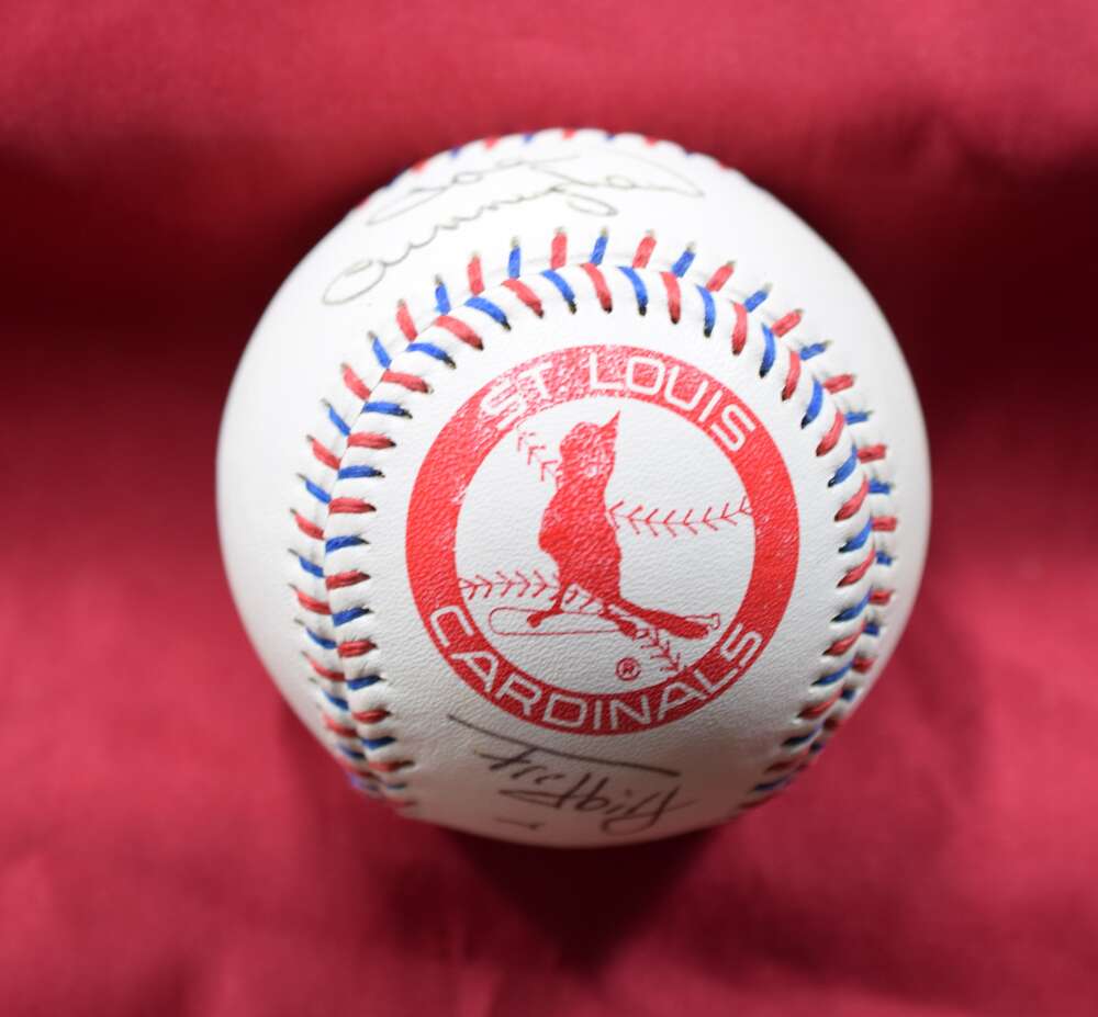 Joe Cunningham Fred Bird Autograph Unofficial Cardinals Signed Baseball