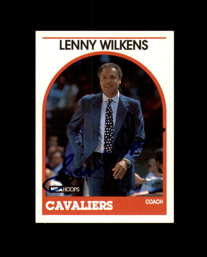 Lenny Wilkens Signed 1989 NBA Hoops Cleveland Cavaliers Autograph