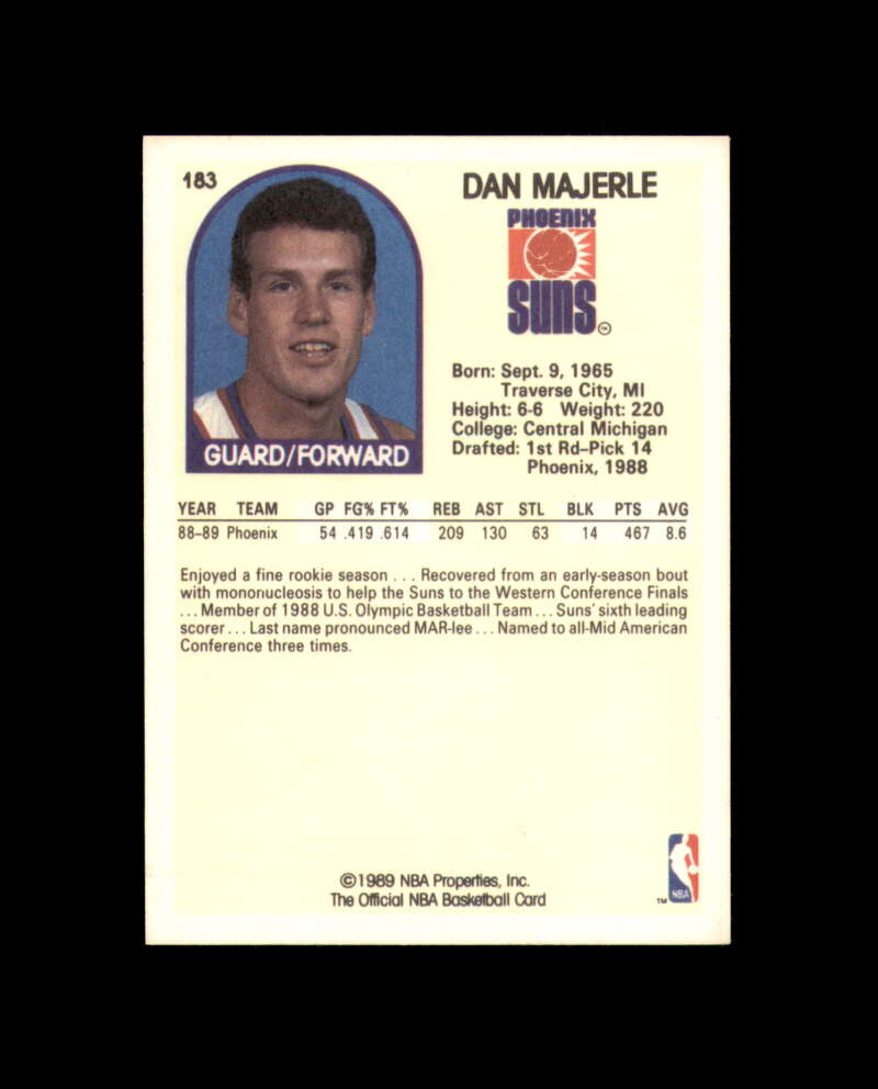 Dan Majerle Signed 1989 NBA Hoops Phoenix Suns Autograph