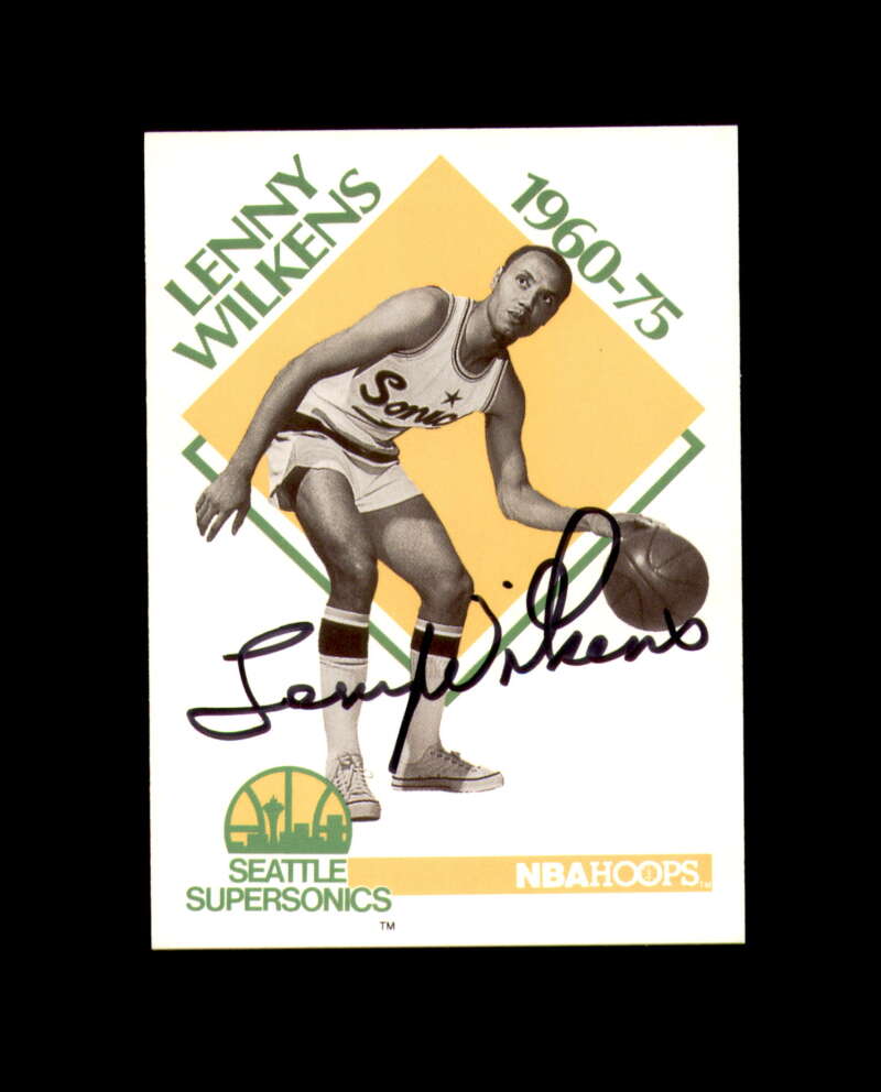 Lenny Wilkens Signed 1990 NBA Hoops Seattle Supersonics Autograph