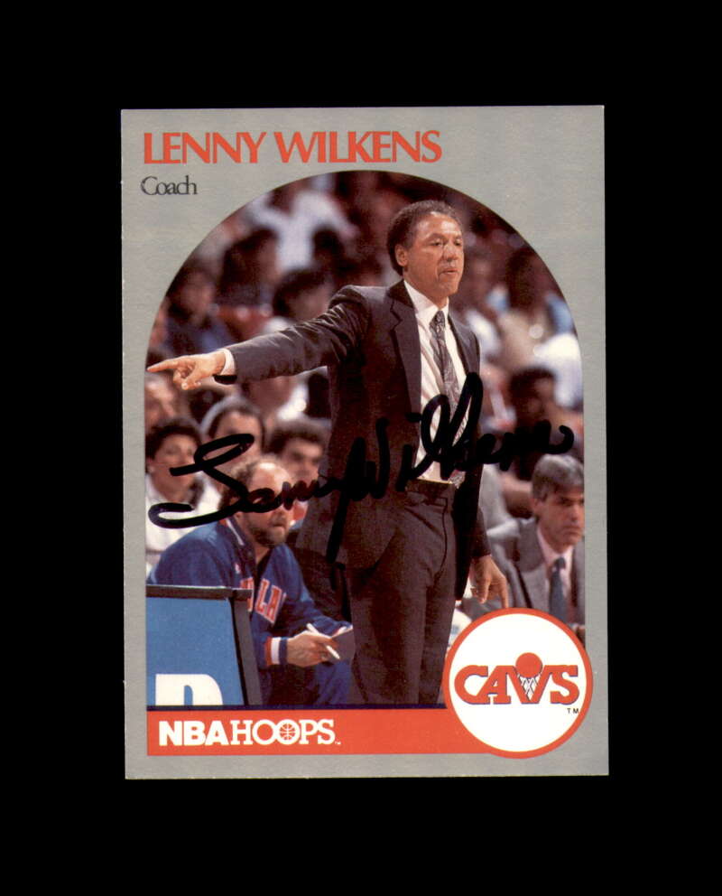 Lenny Wilkens Signed 1990 NBA Hoops Cleveland Cavaliers Autograph
