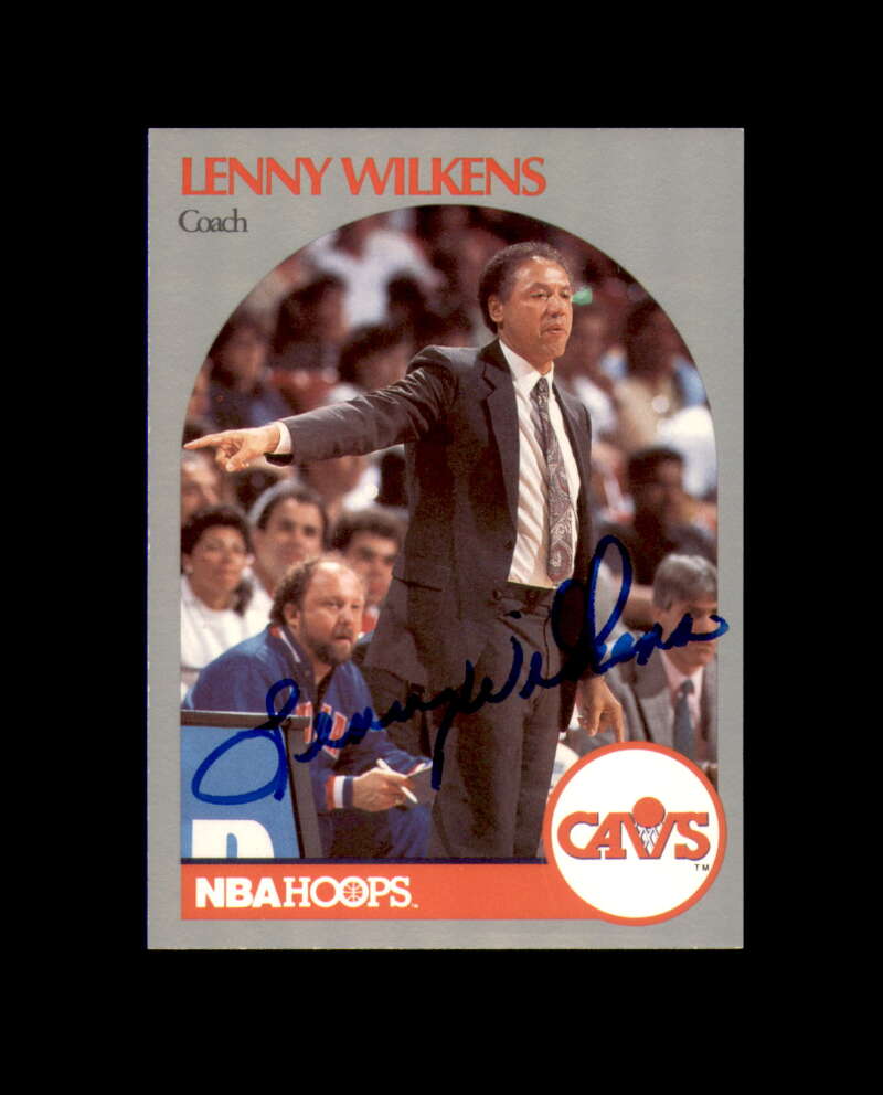 Lenny Wilkens Signed 1990 NBA Hoops Cleveland Cavaliers Autographed