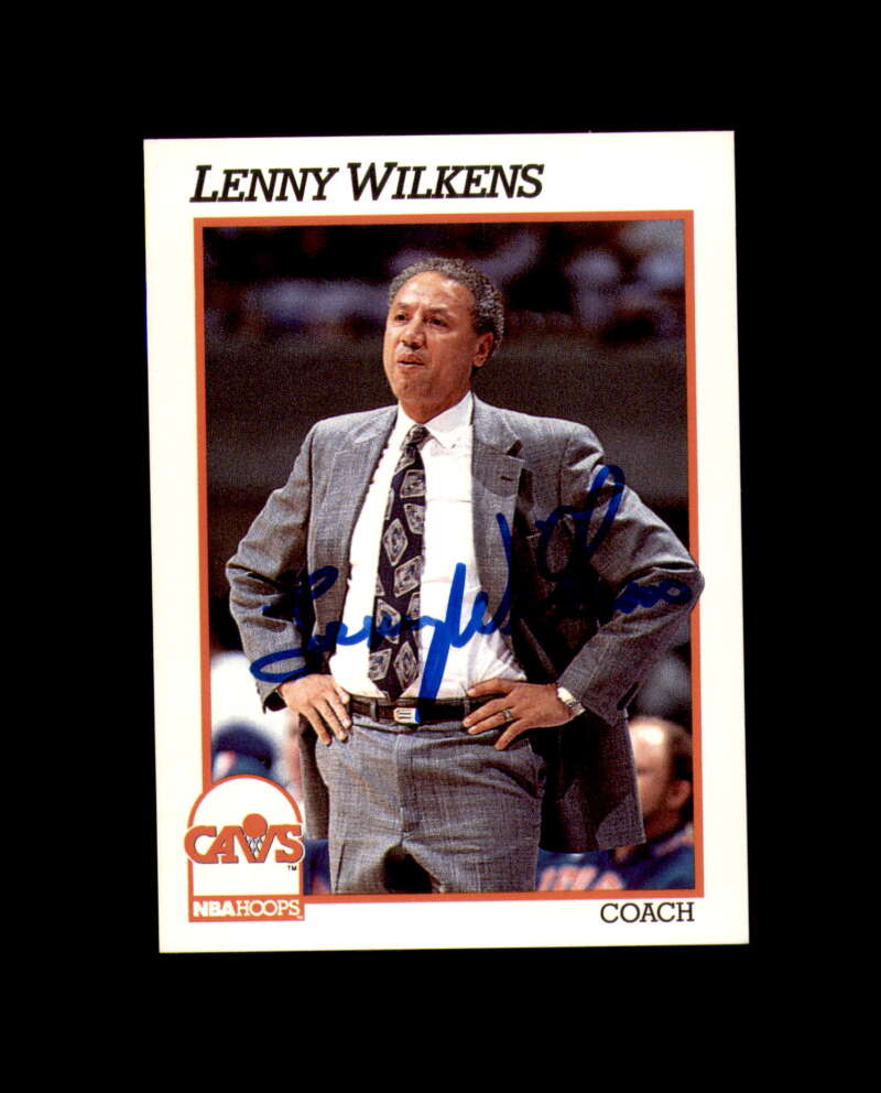 Lenny Wilkens Signed 1991 NBA Hoops Cleveland Cavaliers Autograph
