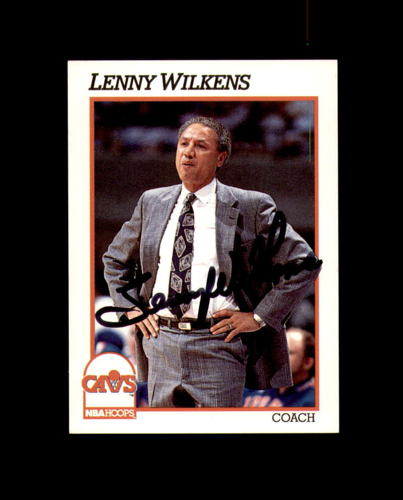 Lenny Wilkens Signed 1991 NBA Hoops Cleveland Cavaliers Autographed