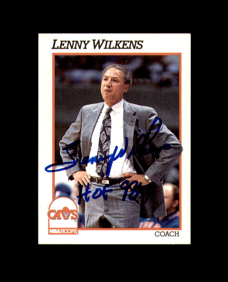 Lenny Wilkens Autograph 1991 NBA Hoops Cleveland Cavaliers Signed