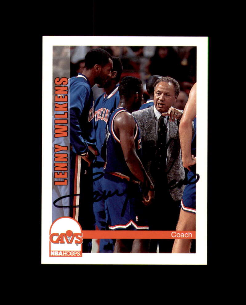 Lenny Wilkens Signed 1992 NBA Hoops Cleveland Cavaliers Autograph