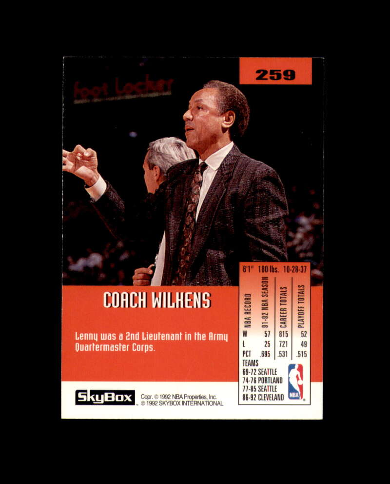 Lenny Wilkens Signed 1992 Skybox Cleveland Cavaliers Autograph