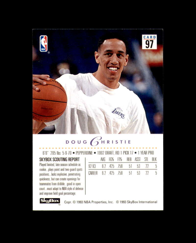 Doug Christie Signed 1993 Skybox Los Angeles Lakers Autograph