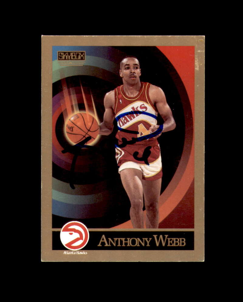 Anthony Spud Webb Signed 1990 Skybox Atlanta Hawks Autograph