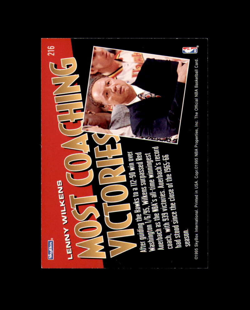 Lenny Wilkens Signed 1995 Skybox NBA Hoops Autograph