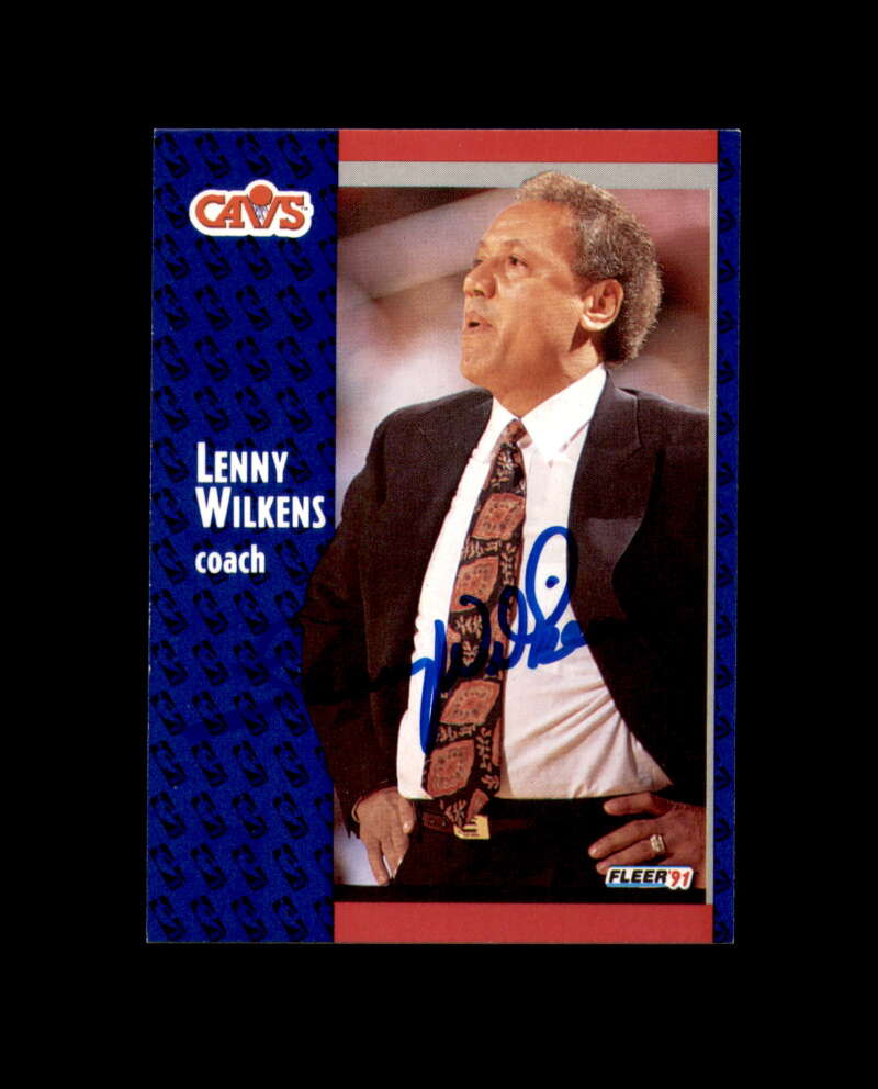 Lenny Wilkens Signed 1991 Fleer Cleveland Cavaliers Autographed