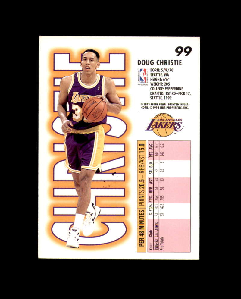 Doug Christie Signed 1993 Fleer Los Angeles Lakers Autograph