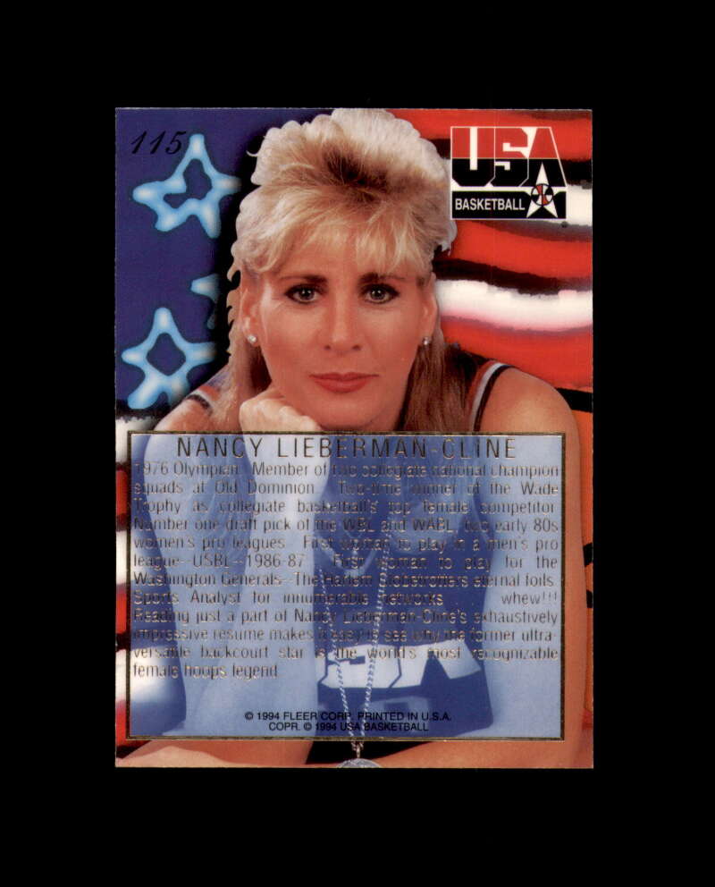 Nancy Lieberman Signed 1994 Fleer Flair USA Autograph