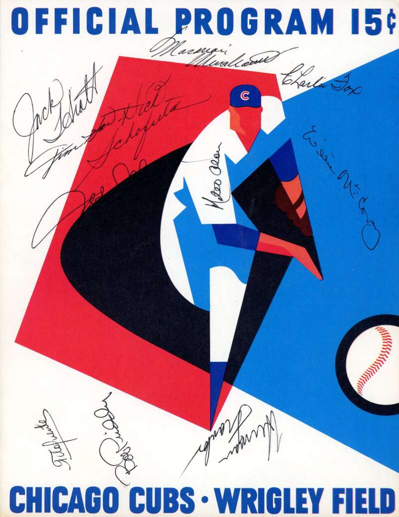 McCovey Fuente Fox Schofield 1965 Cubs vs Giants Game Program Signed by 11