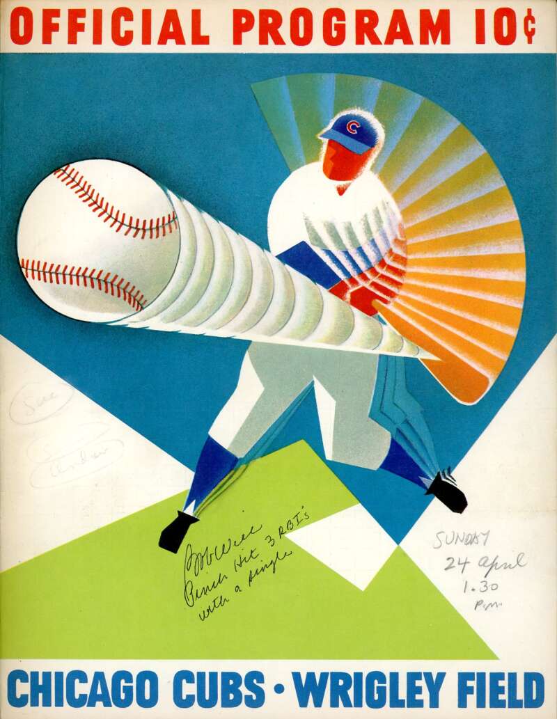 Bob Will 1960 Cubs vs Giants Game Program Signed