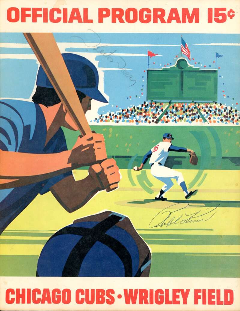 Ralph Kiner 1971 Cubs vs Mets Game Program Signed by 2