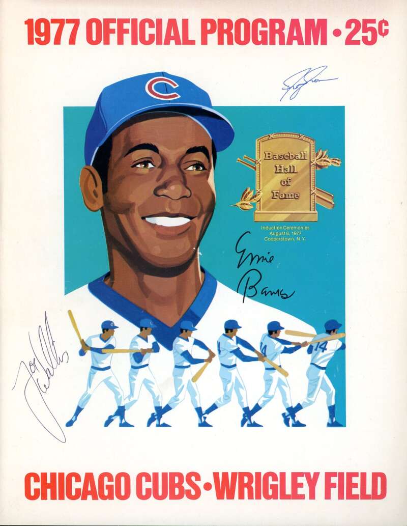 Joe Wallis 1977 Cubs vs Expos Game Program Signed by 2