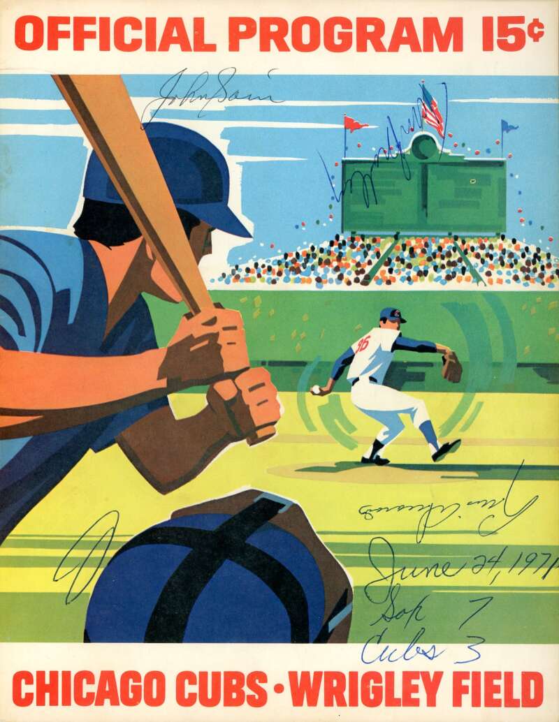 Gossage Sain Alvarado Sharp 1971 Cubs vs White Sox Game Program Signed by 7