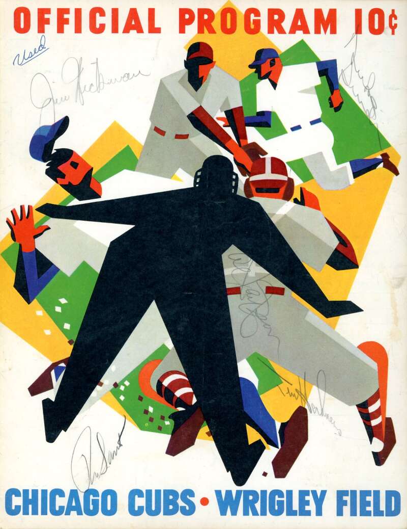 Snider Santo Hickman 1963 Cubs vs Mets Game Program Signed by 5