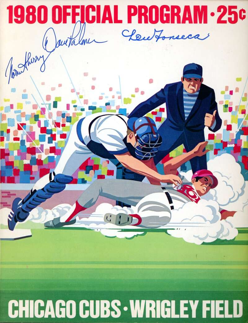 Fonseca Palmer Sherry 1980 Cubs vs Expos Game Program Signed