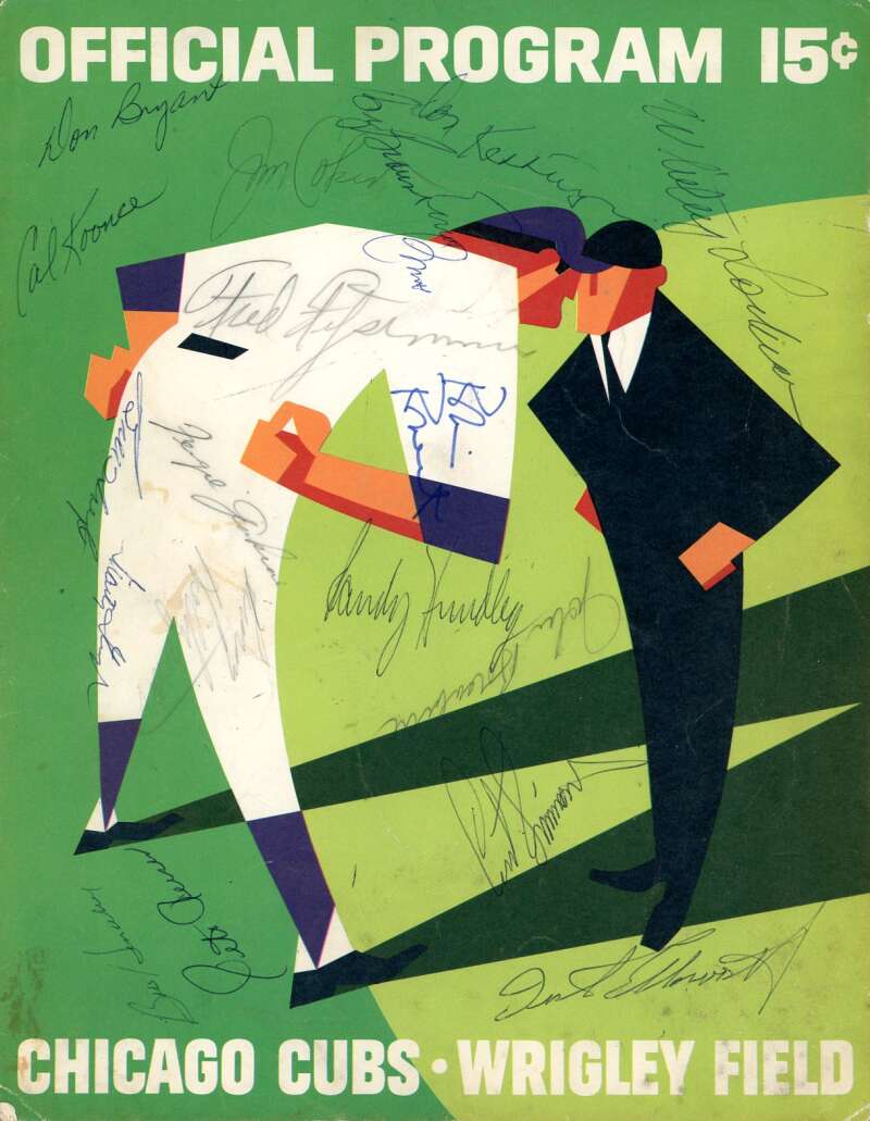 Roberts Jenkins Simmons Koonce 1966 Cubs vs Mets Game Program Signed by 21