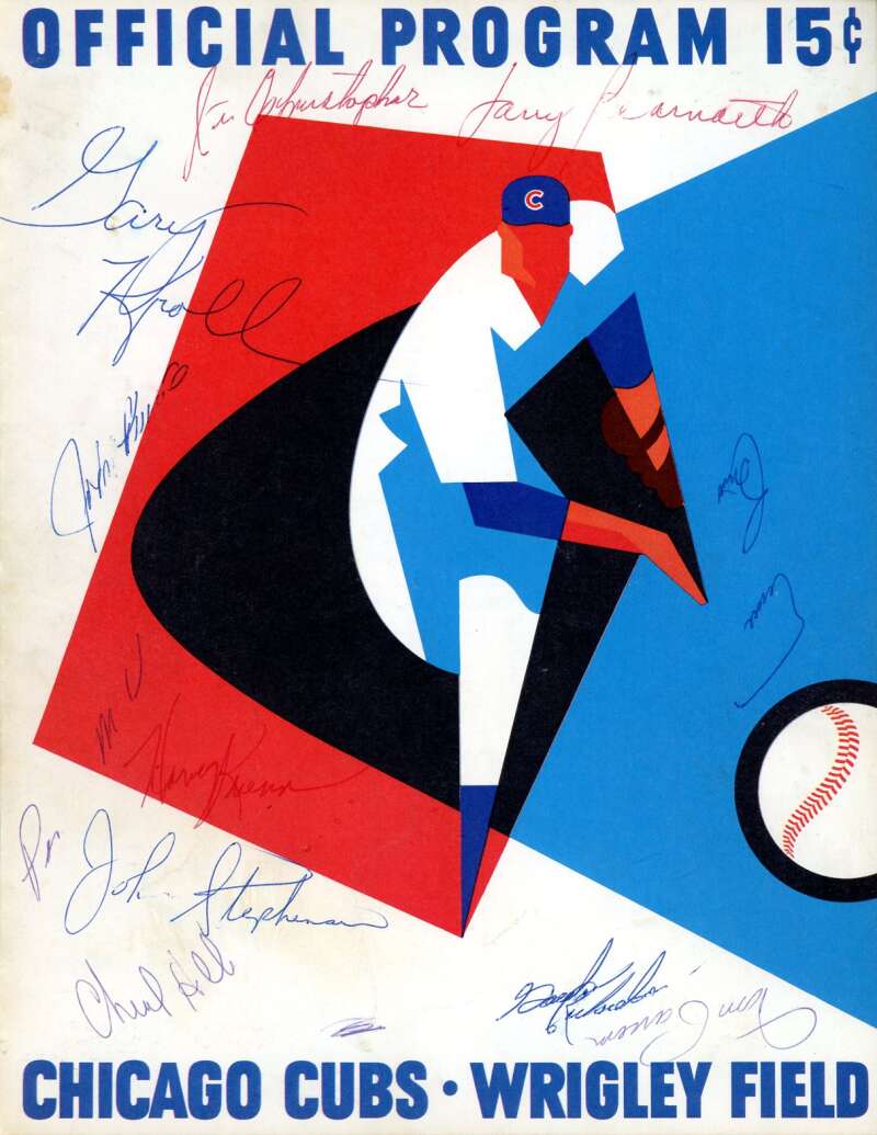Kuenn Kroll Christopher Ernie Banks 1965 Cubs vs Mets Game Program Signed by 11