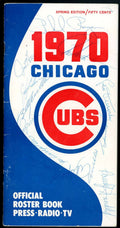 Durocher Williams Fingers Santo 1970 Cubs Roster Book Signed by 11