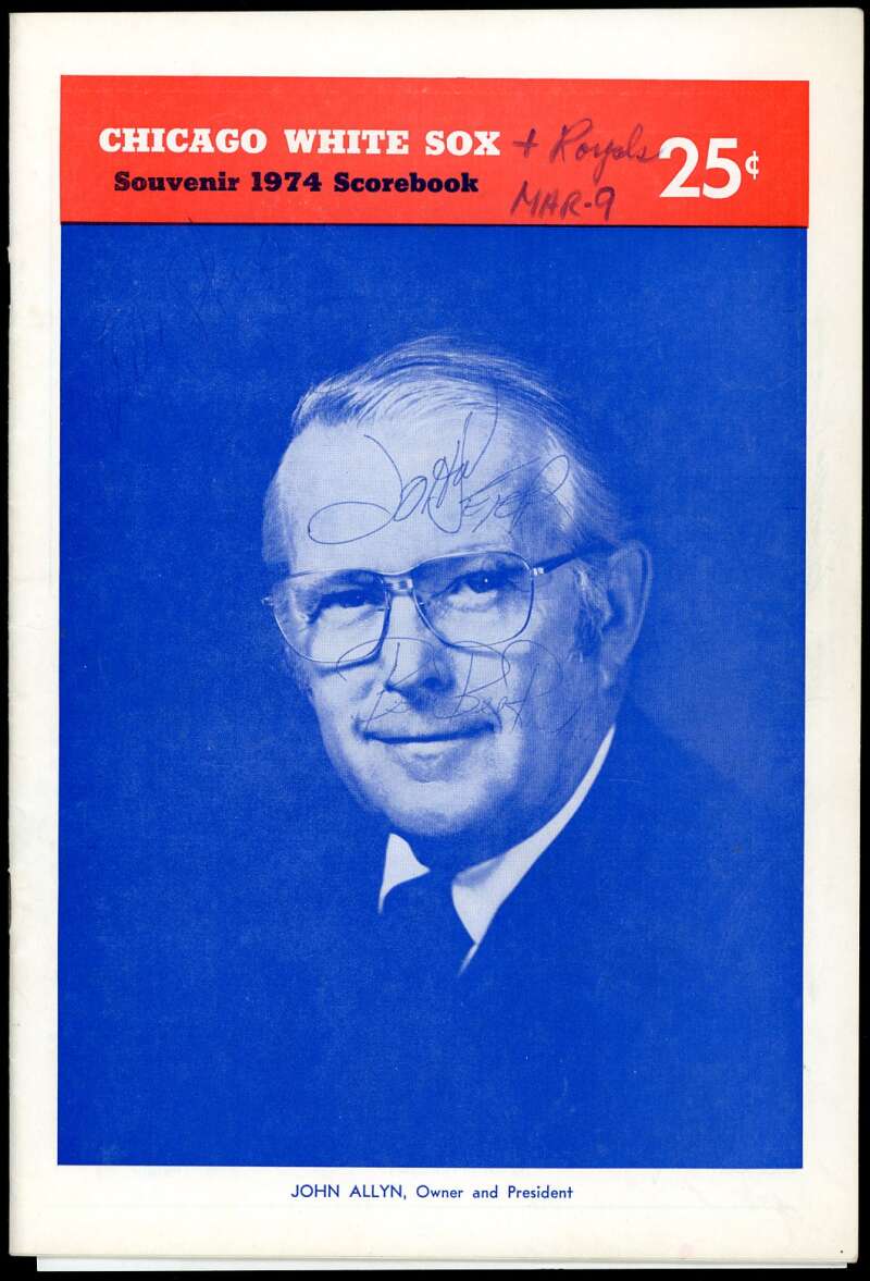Santo Foster Tanner Sain 1974 White Sox Scorebook Signed by 15