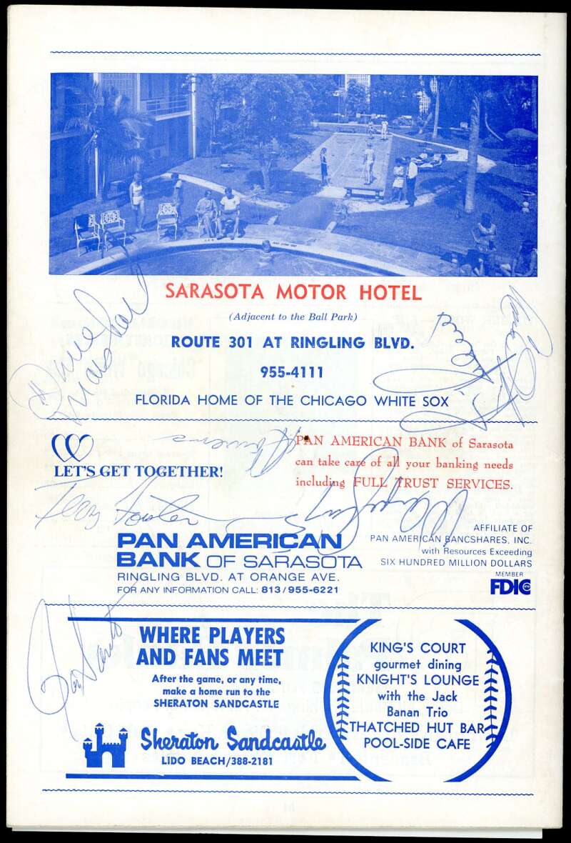Santo Foster Tanner Sain 1974 White Sox Scorebook Signed by 15