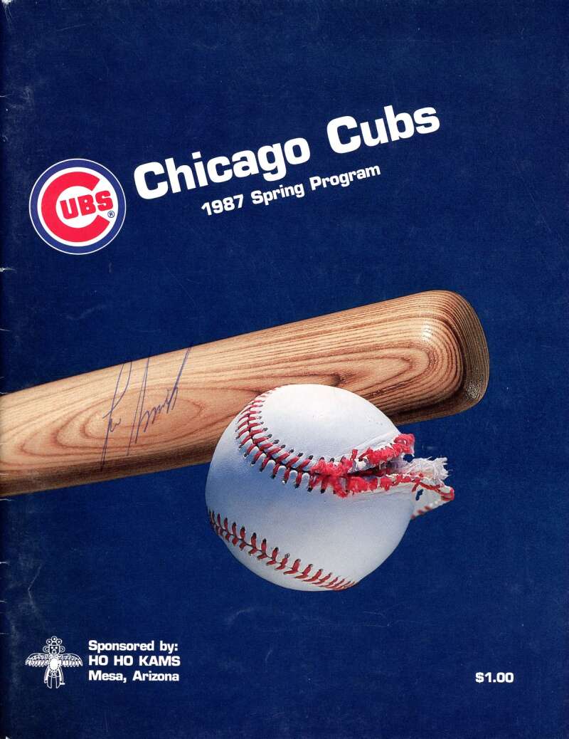 Lee Smith 1987 Cubs vs Athletics Spring Game Program Signed