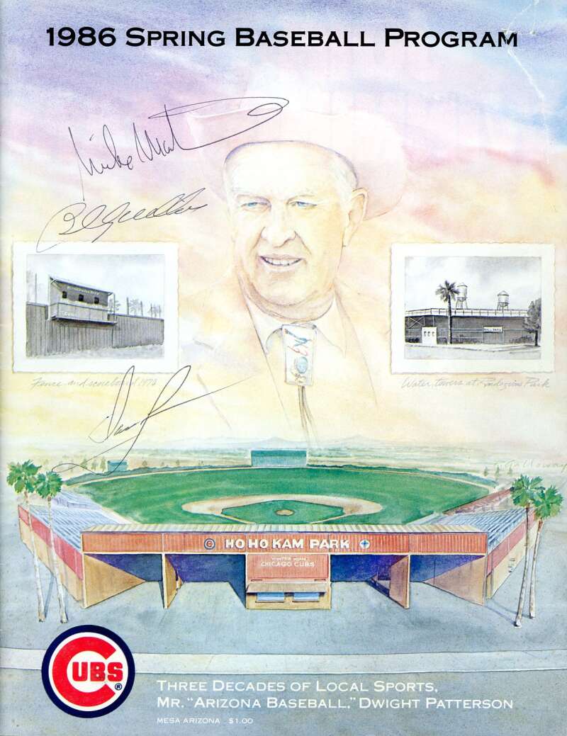 Billy Williams 1986 Cubs vs Mariners Spring Game Program With Ticket Signed by 3