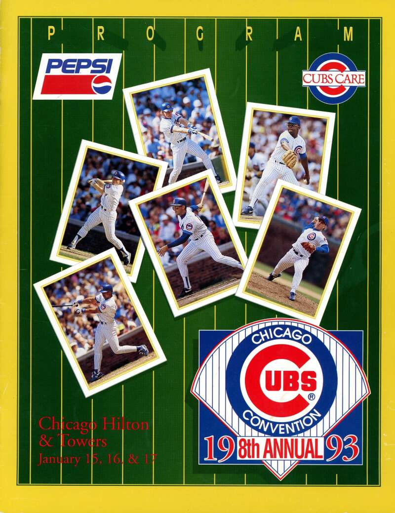 Brickhouse Popovich Kingman 1993 Cubs Game Program Signed by 5