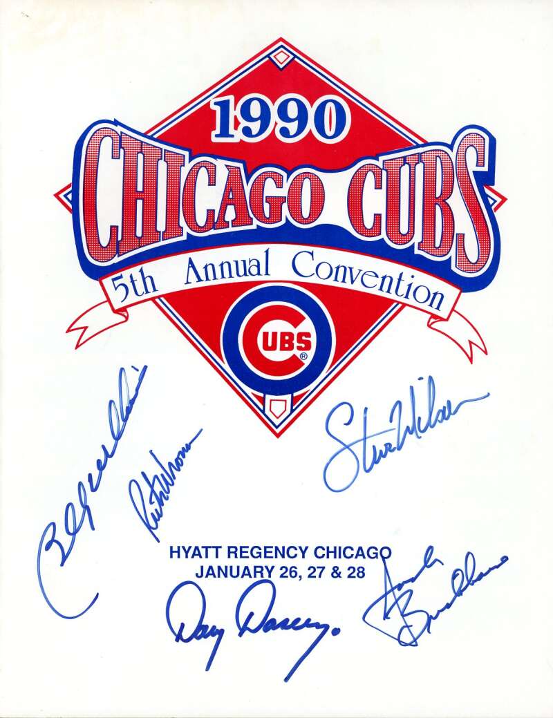 Jack Brickhouse Billy Williams 1990 Cubs Convention Program Signed by 5