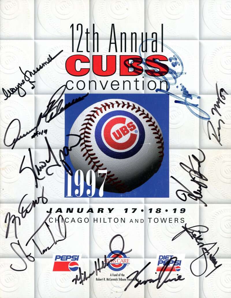 Brickhouse Monday Foster Messmer 1997 Cubs Convention Program With Ticket Signed by 12