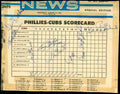 Banks Holtzman Jenkins Williams 1966 Cubs vs Phillies News Scorecard Signed by 8