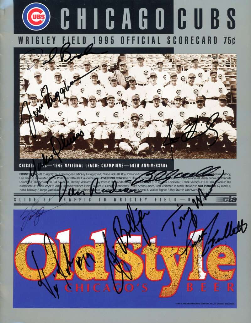 Williams Jenkins Muser Olivers 1995 Cubs vs Rockies Game Scorecard Signed by 11