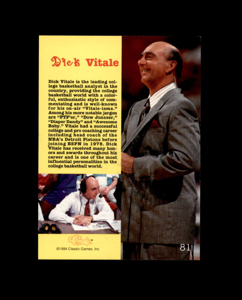 Dick Vitale Signed 1994 Classic Autographed