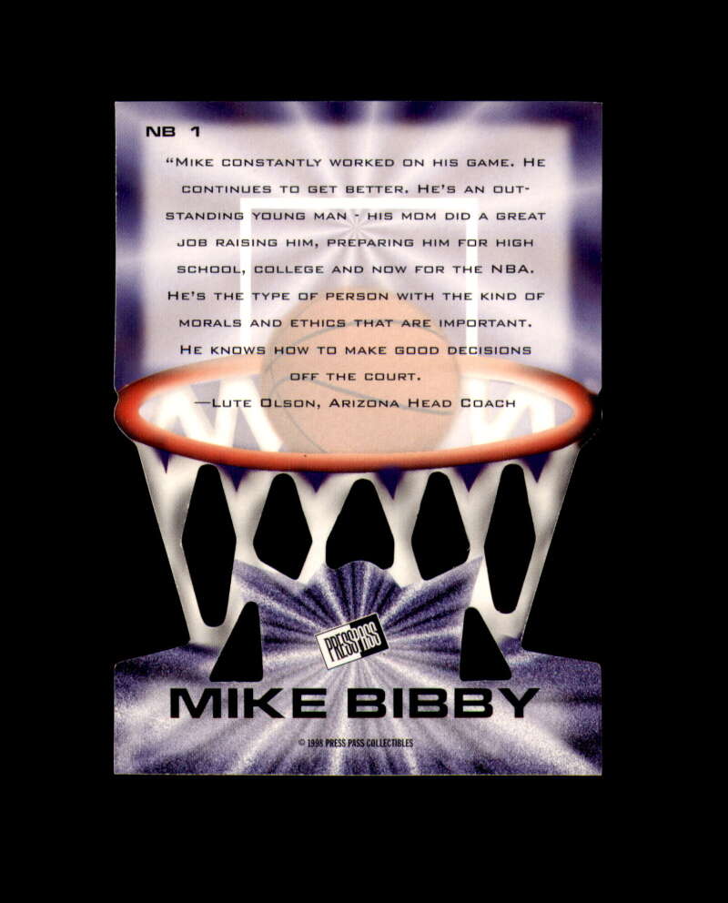 Mike Bibby Signed 1998 Press Pass Arizona Autograph