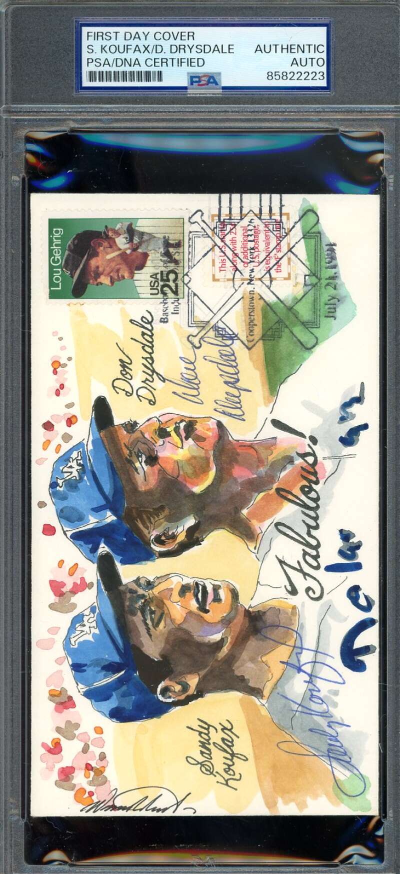 Sandy Koufax Don Drysdale PSA DNA Signed 1994 Wild Horse Cache FDC Hi Quality Hand Painted