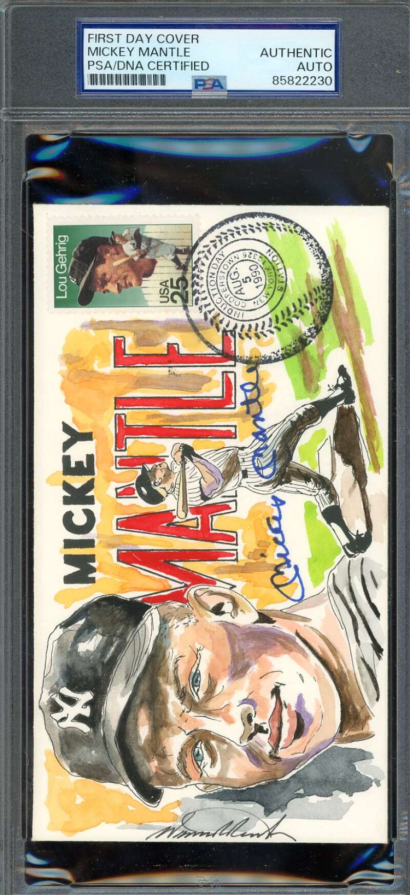 Mickey Mantle PSA DNA Signed 1990 Wild Horse Cache FDC Hi Quality Hand Painted