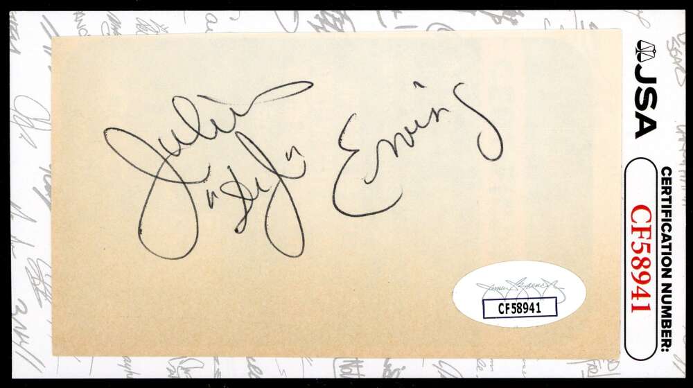 Julius Erving JSA Coa Signed Index Card Autograph