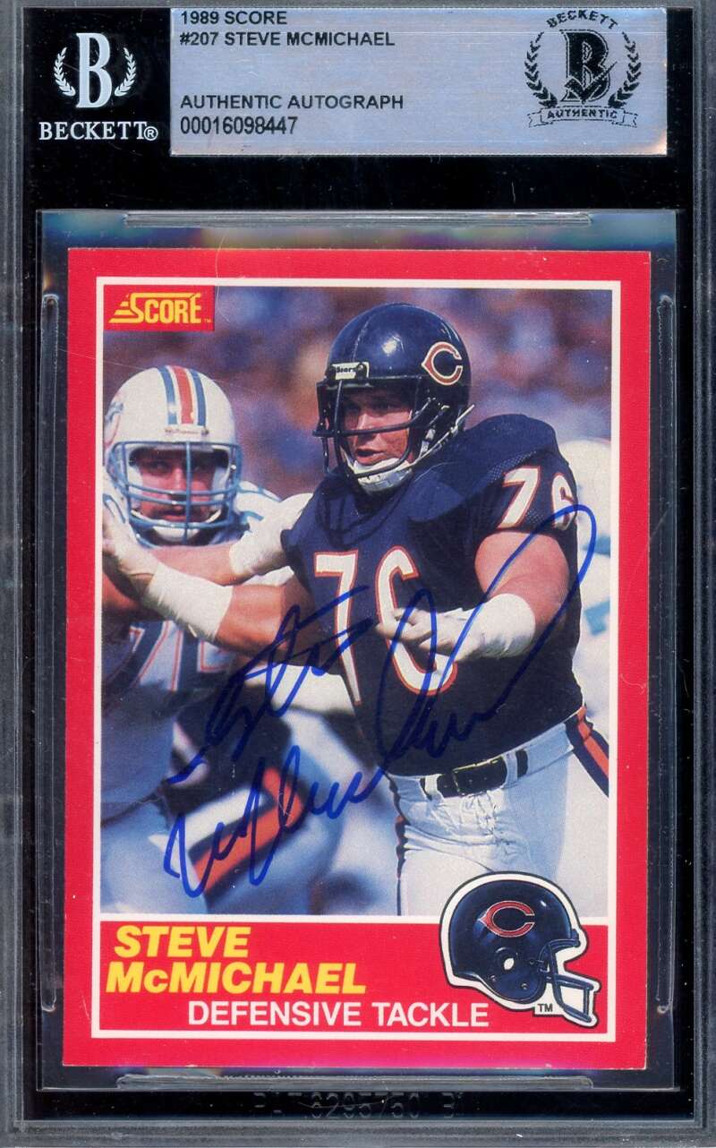 Steve McMichael Beckett BAS Signed 1989 Score Autograph Bears