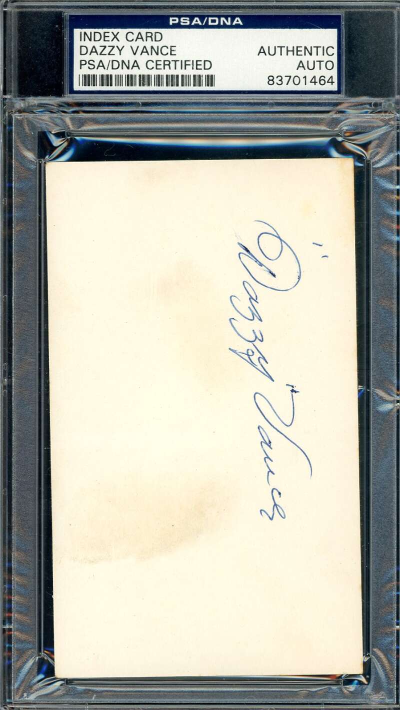 Dazzy Vance PSA DNA Coa Signed 3x5 Index Card Autograph
