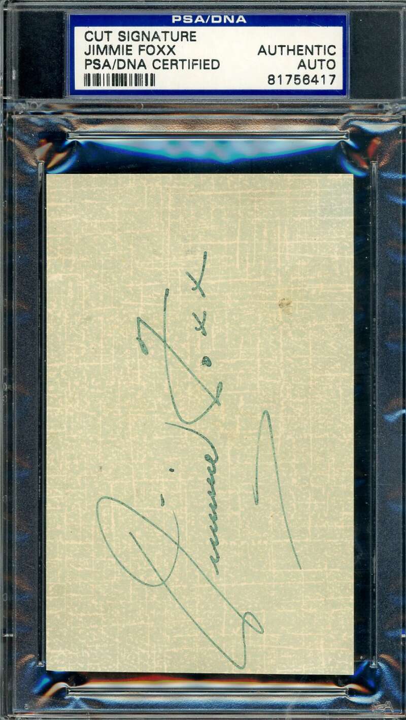Jimmie Foxx PSA DNA Coa Signed 3x5 Index Card Cut Autograph